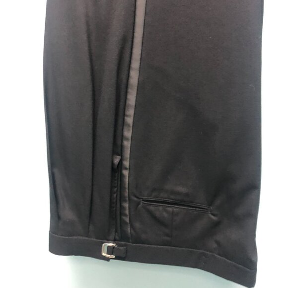 Black Adjustable Tuxedo Pants with Satin Trim; Sample, EUC, Wedding Mason Prom - Picture 6 of 10